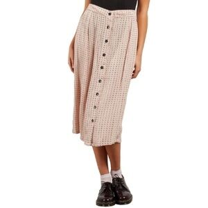 Volcom "Get To Steppin" pink midi slip skirt size S